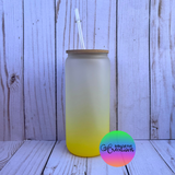 20oz Frosted Ombre Glass Sublimation Tumbler with Bamboo Lid and Straw