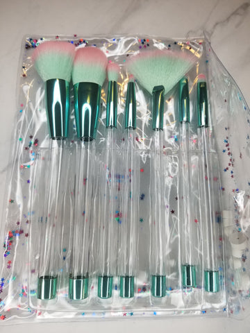 Teal Empty Makeup Brush Kit