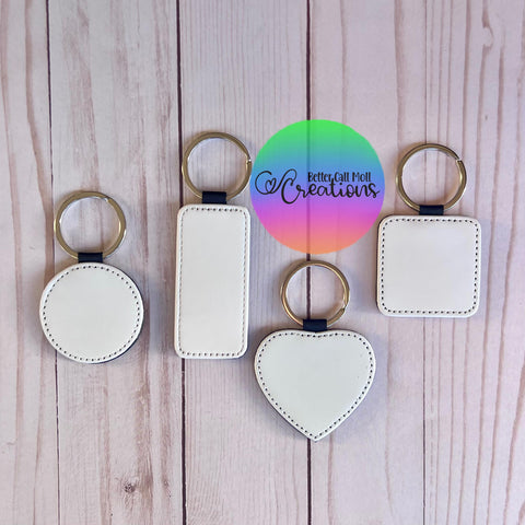 Single-Sided Faux Leather Sublimation Keychain Blanks