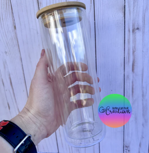 sweet grain Sublimation Snow Globe Glass Tumbler with Bamboo Lids and  Straws, 4 Pack 25 oz Sublimation Tumblers Double Wall Transparent Glass  Iced