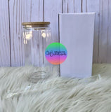 16oz Snow Globe Sublimation Blank Glass Tumbler with Bamboo Lid and Straw