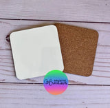 Sublimation Blank 3.5" Square or Round Coasters with Cork Back | MDF Coaster 10 Pack