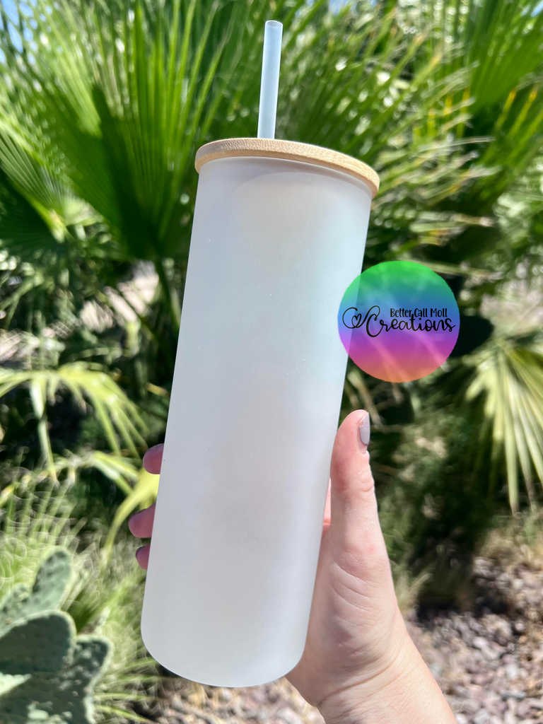 Be a Wildflower 25oz Glass Tumbler with Bamboo Lid & Straw for Iced Coffee  & Beverages