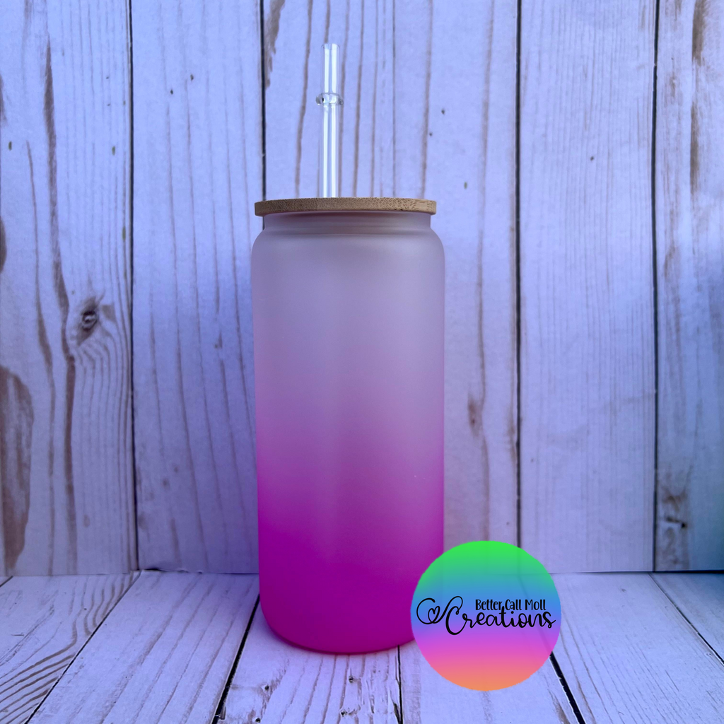 MHM 20oz Glass Sublimation Tumblers Sublimation Glass Tumbler  Skinny Frosted 20oz with Bamboo Lid and Straw Sublimation Cups Frosted  Glass Sublimation Tumbler (Summer Pink): Tumblers & Water Glasses
