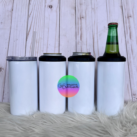 4-in-1-Can Cooler Sublimation Tumbler with Lids and Straw