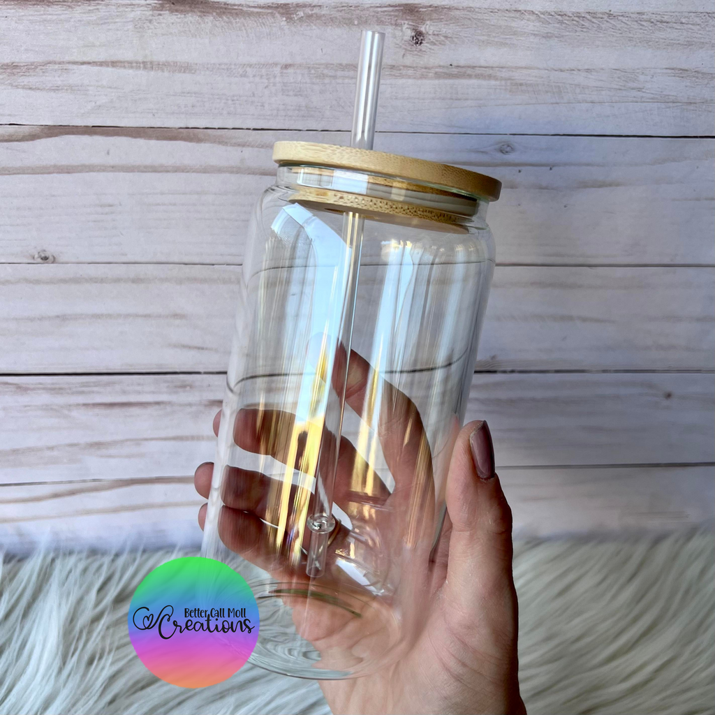 40oz Glass tumbler with handle and bamboo lid Sublimation blanks – Blessie  Shop