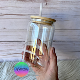 16oz Sublimation Blank Glass Tumbler with Bamboo Lid and Straw